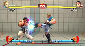 Super Street Fighter IV  - Игровой интерфейс, основные виды ударов персонажей.